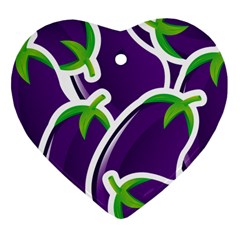 Vegetable Eggplant Purple Green Ornament (Heart)