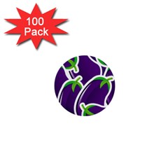 Vegetable Eggplant Purple Green 1  Mini Buttons (100 pack) 