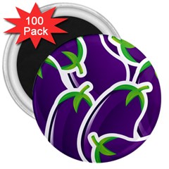 Vegetable Eggplant Purple Green 3  Magnets (100 pack)