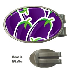 Vegetable Eggplant Purple Green Money Clips (Oval) 