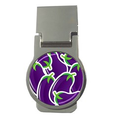 Vegetable Eggplant Purple Green Money Clips (Round) 