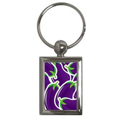 Vegetable Eggplant Purple Green Key Chains (Rectangle) 