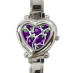 Vegetable Eggplant Purple Green Heart Italian Charm Watch