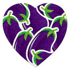 Vegetable Eggplant Purple Green Jigsaw Puzzle (heart) by Mariart