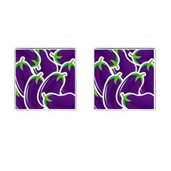 Vegetable Eggplant Purple Green Cufflinks (Square)