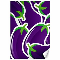 Vegetable Eggplant Purple Green Canvas 12  x 18  