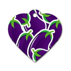 Vegetable Eggplant Purple Green Dog Tag Heart (Two Sides)