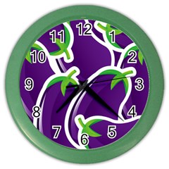 Vegetable Eggplant Purple Green Color Wall Clocks