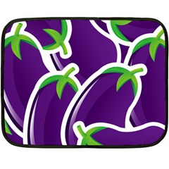 Vegetable Eggplant Purple Green Double Sided Fleece Blanket (Mini) 