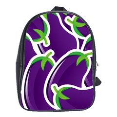 Vegetable Eggplant Purple Green School Bags(Large) 