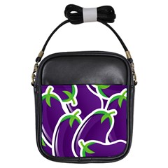 Vegetable Eggplant Purple Green Girls Sling Bags