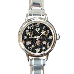 Traditional Music Drum Batik Round Italian Charm Watch by Mariart