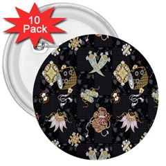 Traditional Music Drum Batik 3  Buttons (10 Pack)  by Mariart