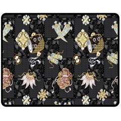 Traditional Music Drum Batik Fleece Blanket (medium)  by Mariart