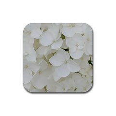 Hydrangea Flowers Blossom White Floral Photography Elegant Bridal Chic  Rubber Coaster (square)  by yoursparklingshop