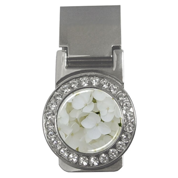 Hydrangea Flowers Blossom White Floral Photography Elegant Bridal Chic  Money Clips (CZ) 