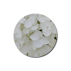 Hydrangea Flowers Blossom White Floral Photography Elegant Bridal Chic  Rubber Round Coaster (4 Pack)  by yoursparklingshop