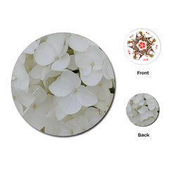 Hydrangea Flowers Blossom White Floral Photography Elegant Bridal Chic  Playing Cards (round)  by yoursparklingshop