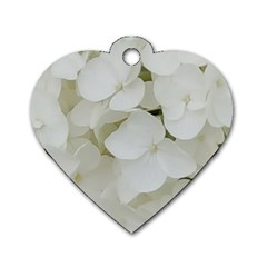 Hydrangea Flowers Blossom White Floral Photography Elegant Bridal Chic  Dog Tag Heart (two Sides) by yoursparklingshop