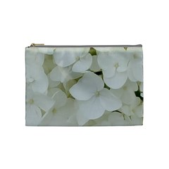 Hydrangea Flowers Blossom White Floral Photography Elegant Bridal Chic  Cosmetic Bag (medium)  by yoursparklingshop