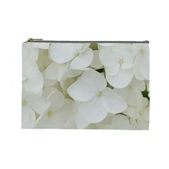 Hydrangea Flowers Blossom White Floral Photography Elegant Bridal Chic  Cosmetic Bag (large)  by yoursparklingshop