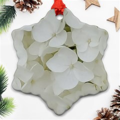 Hydrangea Flowers Blossom White Floral Photography Elegant Bridal Chic  Snowflake Ornament (two Sides) by yoursparklingshop