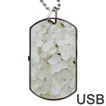 Hydrangea Flowers Blossom White Floral Photography Elegant Bridal Chic  Dog Tag USB Flash (Two Sides) Front