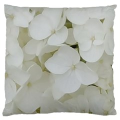 Hydrangea Flowers Blossom White Floral Photography Elegant Bridal Chic  Large Cushion Case (one Side) by yoursparklingshop