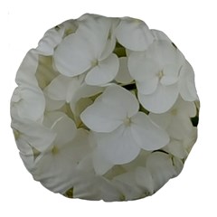 Hydrangea Flowers Blossom White Floral Photography Elegant Bridal Chic  Large 18  Premium Round Cushions by yoursparklingshop