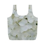 Hydrangea Flowers Blossom White Floral Photography Elegant Bridal Chic  Full Print Recycle Bags (M)  Front