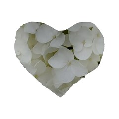 Hydrangea Flowers Blossom White Floral Photography Elegant Bridal Chic  Standard 16  Premium Flano Heart Shape Cushions by yoursparklingshop