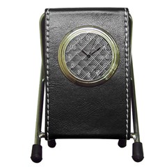 Pattern Metal Pipes Grid Pen Holder Desk Clocks by Nexatart