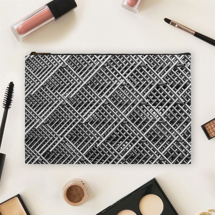 Pattern Metal Pipes Grid Cosmetic Bag (Large) 