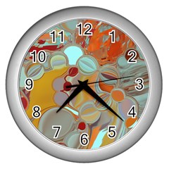 Liquid Bubbles Wall Clocks (silver)  by digitaldivadesigns