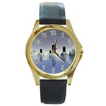 Abstract Gates Doors Stars Round Gold Metal Watch Front