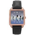 Abstract Gates Doors Stars Rose Gold Leather Watch  Front