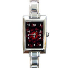 Fractal Abstract Blossom Bloom Red Rectangle Italian Charm Watch by Nexatart