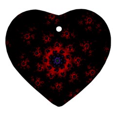 Fractal Abstract Blossom Bloom Red Ornament (heart)