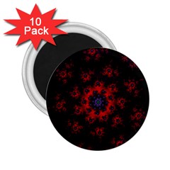 Fractal Abstract Blossom Bloom Red 2 25  Magnets (10 Pack)  by Nexatart