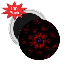 Fractal Abstract Blossom Bloom Red 2 25  Magnets (100 Pack)  by Nexatart