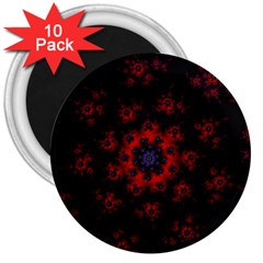 Fractal Abstract Blossom Bloom Red 3  Magnets (10 Pack)  by Nexatart