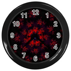 Fractal Abstract Blossom Bloom Red Wall Clocks (black) by Nexatart