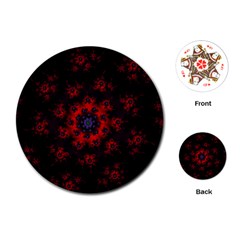 Fractal Abstract Blossom Bloom Red Playing Cards (round) 