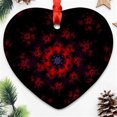 Fractal Abstract Blossom Bloom Red Heart Ornament (two Sides) by Nexatart