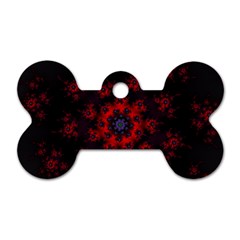 Fractal Abstract Blossom Bloom Red Dog Tag Bone (two Sides) by Nexatart