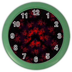 Fractal Abstract Blossom Bloom Red Color Wall Clocks by Nexatart