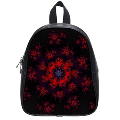 Fractal Abstract Blossom Bloom Red School Bags (small)  by Nexatart