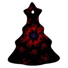 Fractal Abstract Blossom Bloom Red Christmas Tree Ornament (two Sides)