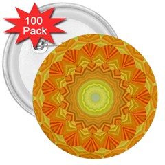 Sunshine Sunny Sun Abstract Yellow 3  Buttons (100 Pack)  by Nexatart