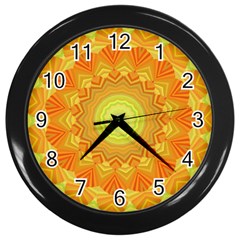 Sunshine Sunny Sun Abstract Yellow Wall Clocks (black) by Nexatart